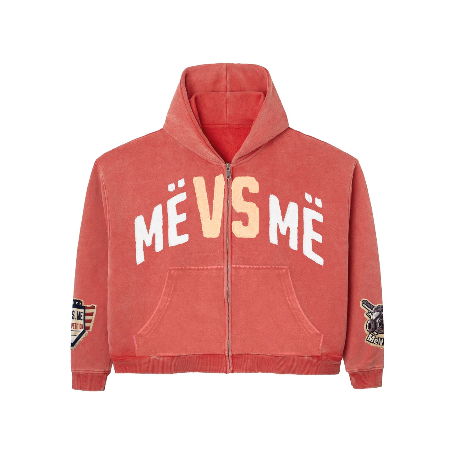 Me Vs Me Acid Washed Hoodie - Rosé Red