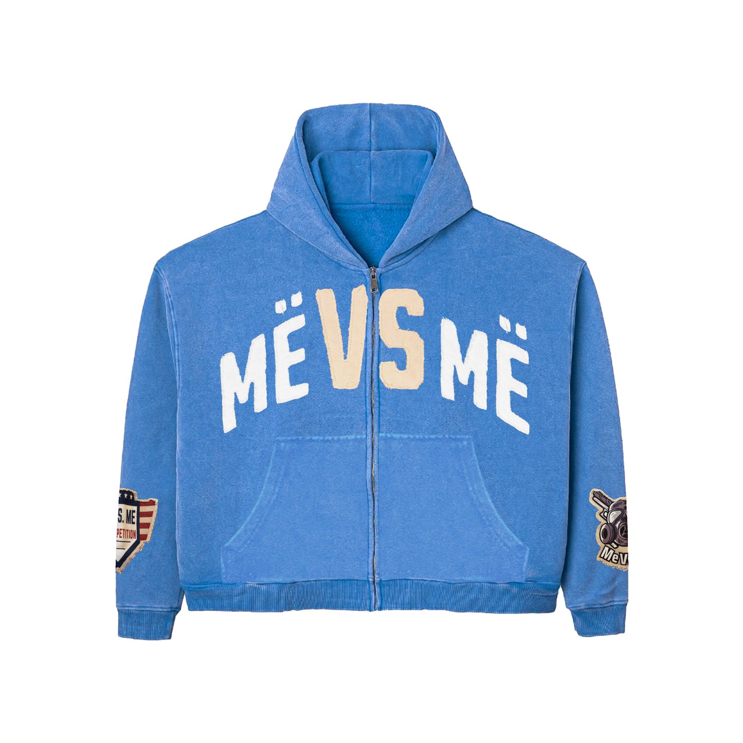 Me Vs Me Acid Washed Hoodie - Blue Chew