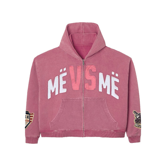 Me Vs Me Acid Washed Hoodie - Starburst Pink