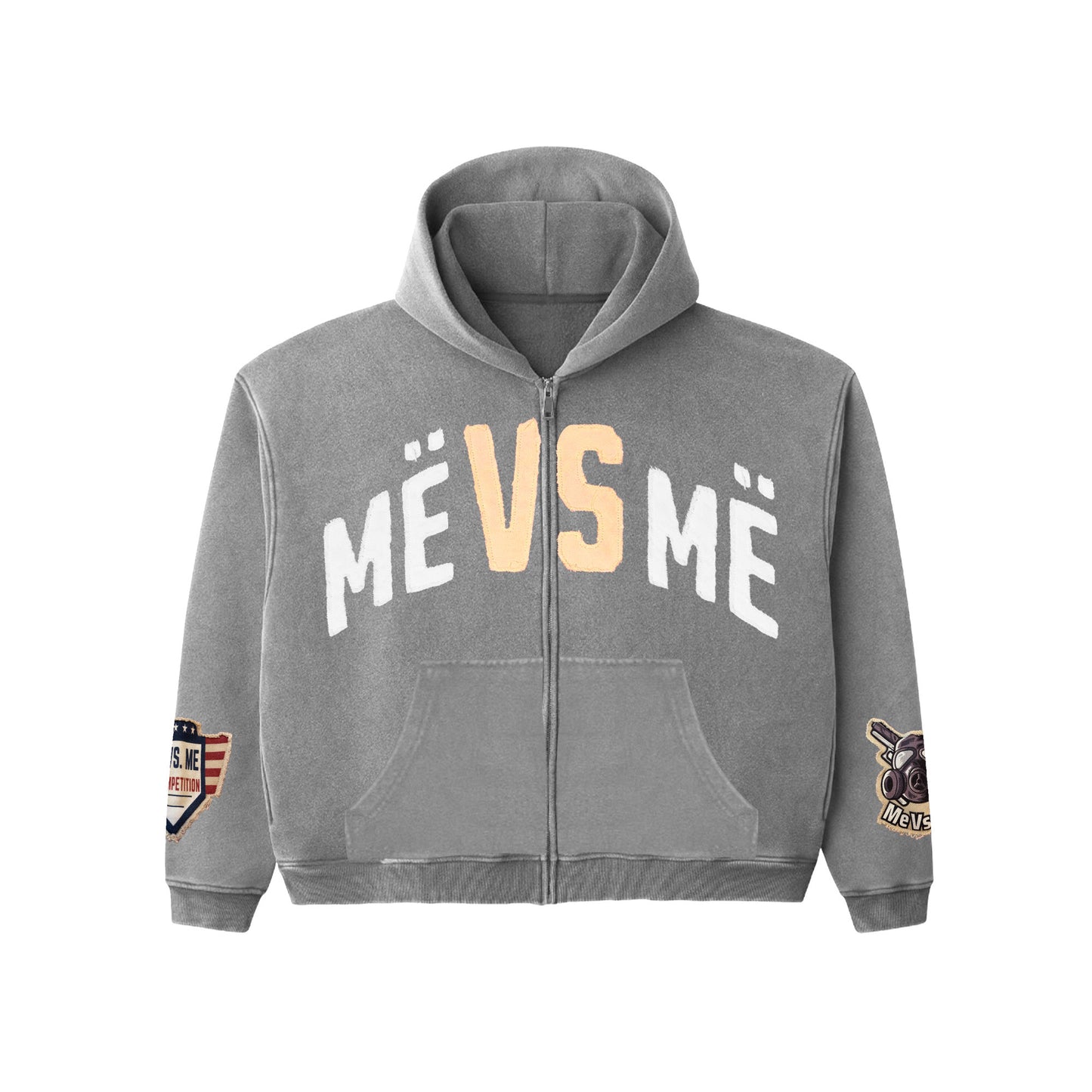 Me Vs Me Acid Washed Hoodie - Ash Grey