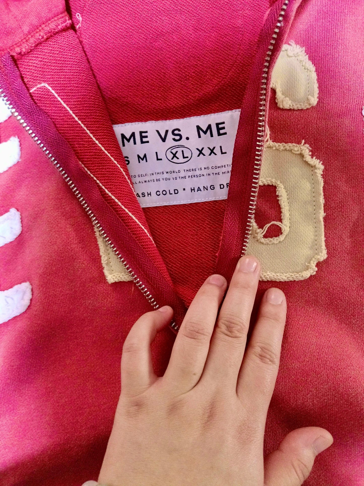 Me Vs Me Acid Washed Hoodie - Rosé Red