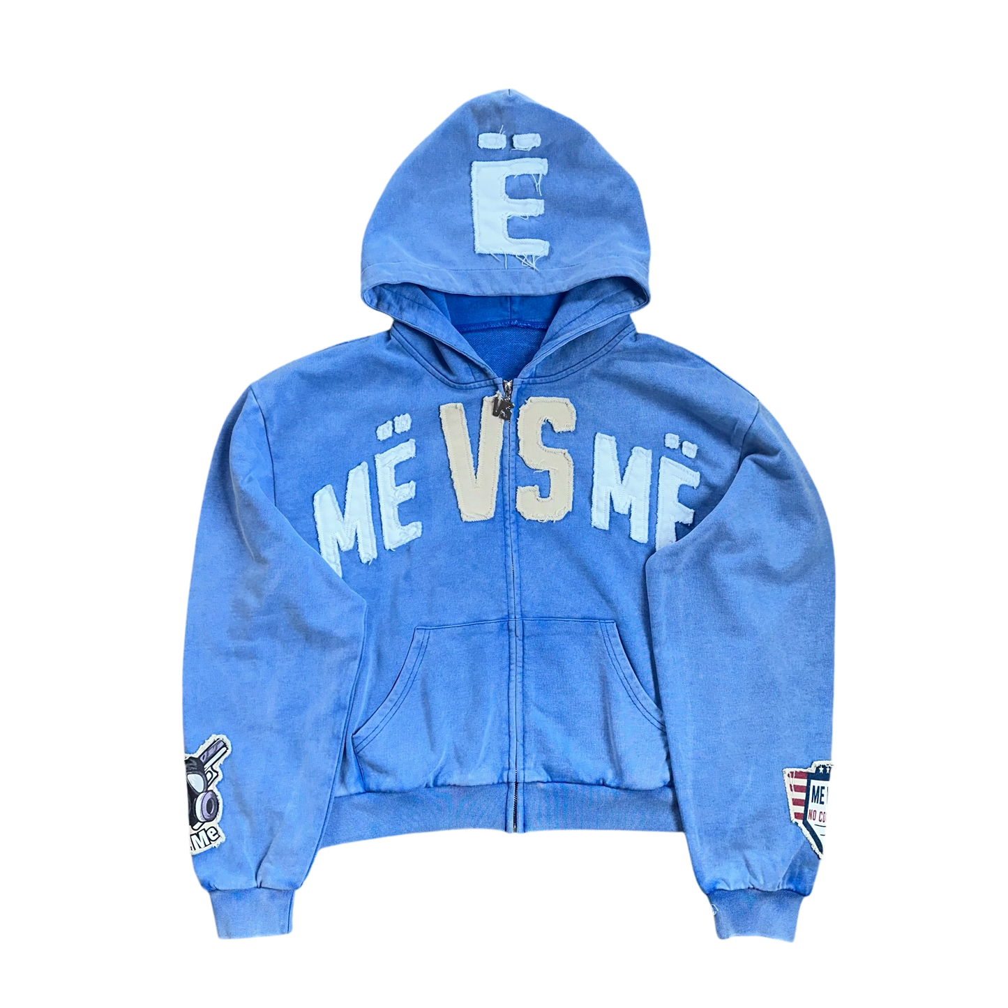 Me Vs Me Acid Washed Hoodie - Blue Chew